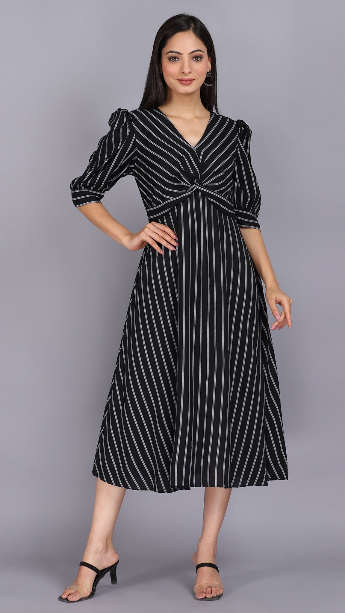 The Organic Cotton Striped Tee Dress Black / Canvas Tan – Everlane